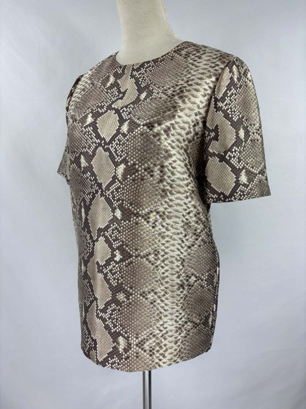Tory Burch Snakeprint Snake Reptile Animal Print Blouse Top Brown 4 Wool Silk